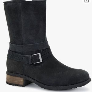 UGG kiings black leather suede zip up boots womens size 9